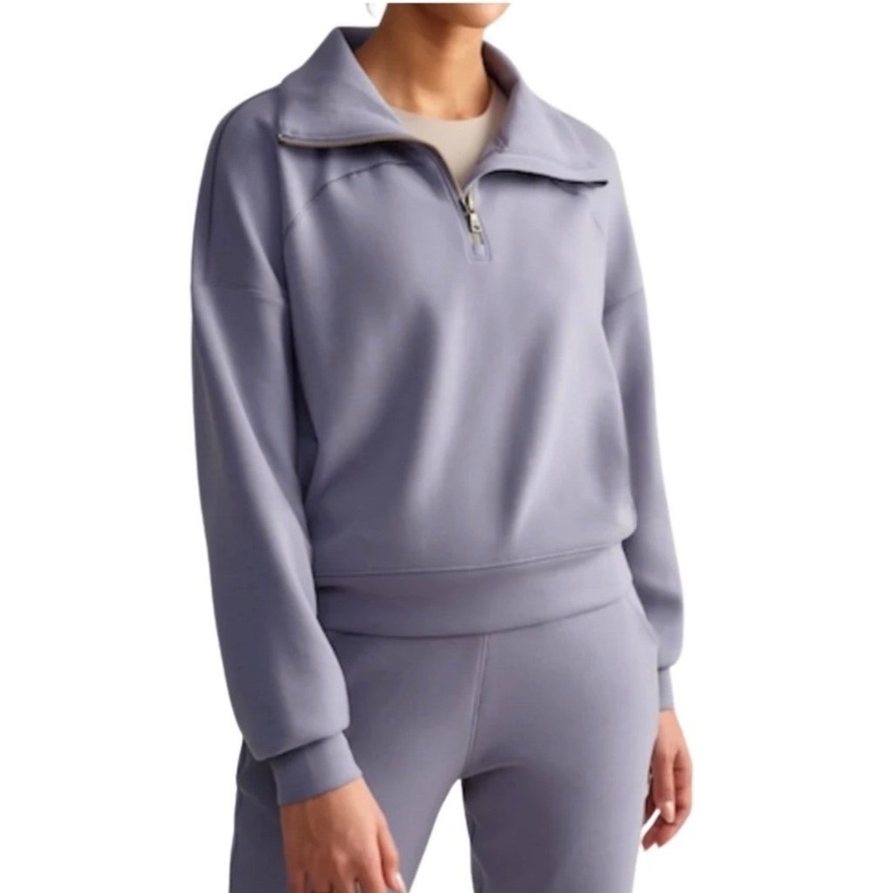 Rhone Pullover Sweatshirt Women S Lavender 1/4 Zip Cropped 200251 Athleisure